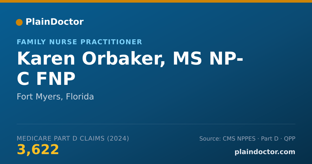 Shareable card for Karen Orbaker, MS NP- C FNP - Family Nurse Practitioner, Fort Myers, FL