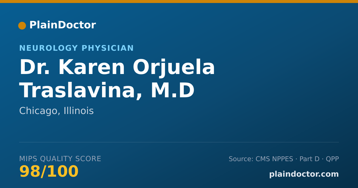 Shareable card for Karen Orjuela Traslavina, M.D - Neurology Physician, Chicago, IL