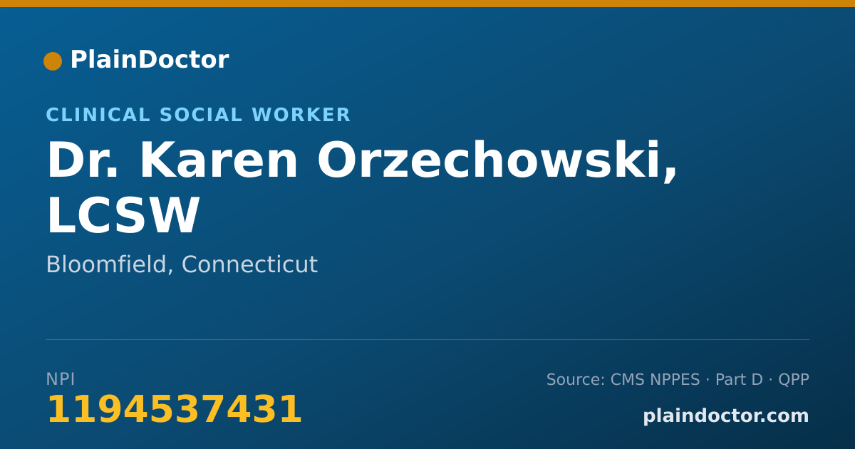 Shareable card for Karen Orzechowski, LCSW - Clinical Social Worker, Bloomfield, CT