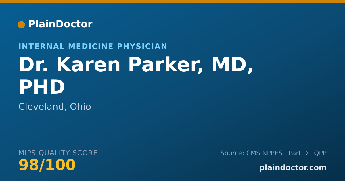 Shareable card for Karen Parker, MD, PHD - Internal Medicine Physician, Cleveland, OH