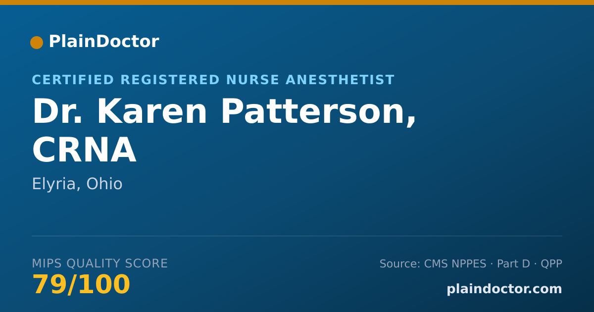 Shareable card for Karen Patterson, CRNA - Certified Registered Nurse Anesthetist, Elyria, OH