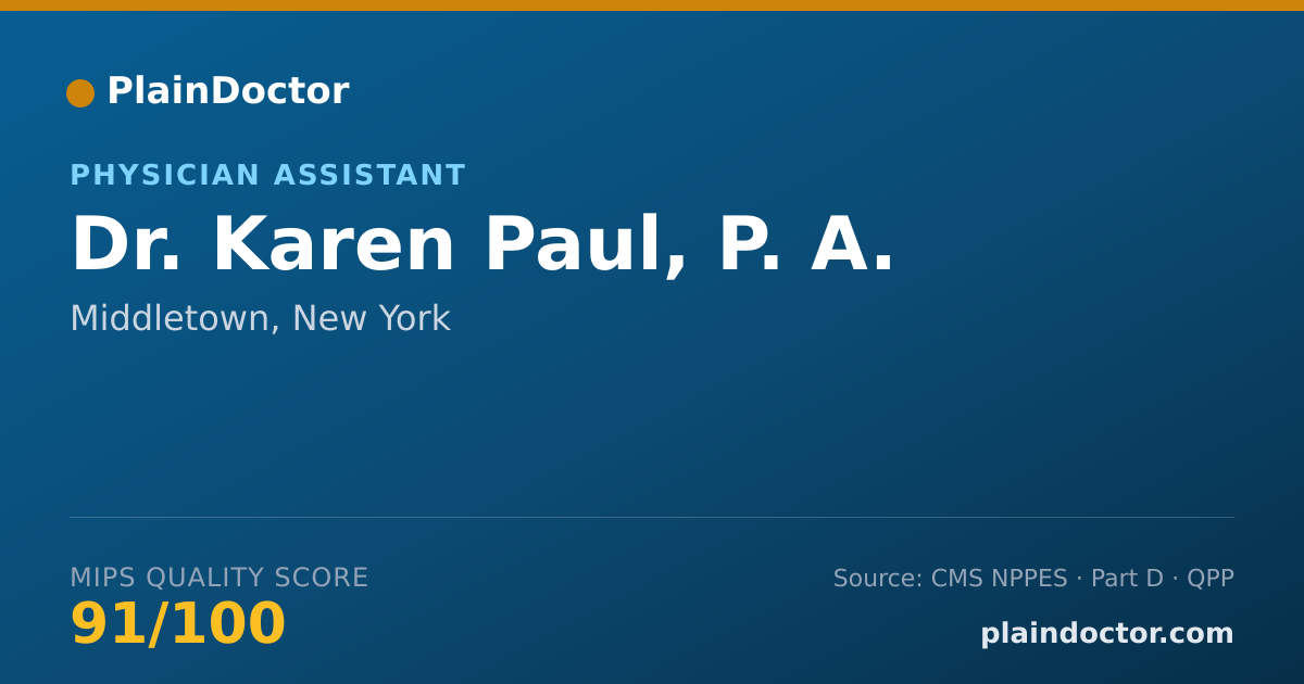 Shareable card for Karen Paul, P. A. - Physician Assistant, Middletown, NY