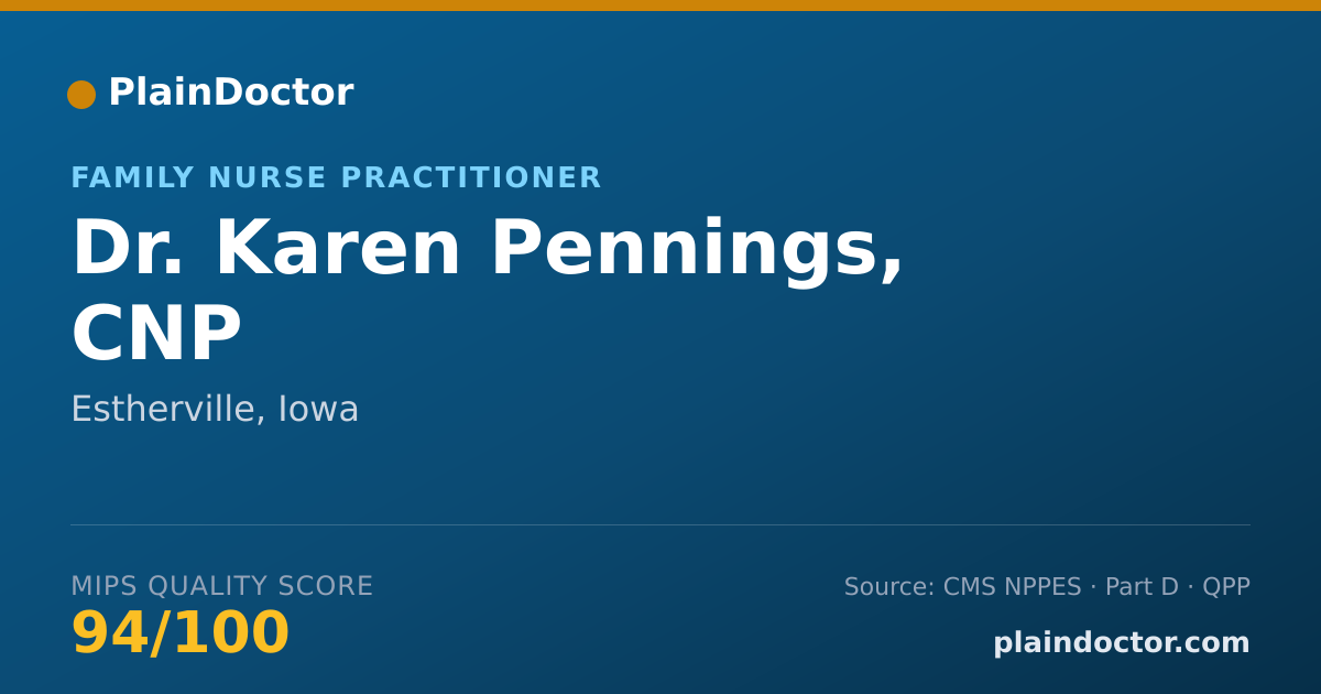 Shareable card for Karen Pennings, CNP - Family Nurse Practitioner, Estherville, IA