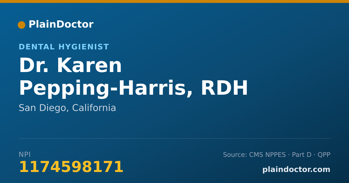 Shareable card for Karen Pepping-Harris, RDH - Dental Hygienist, San Diego, CA