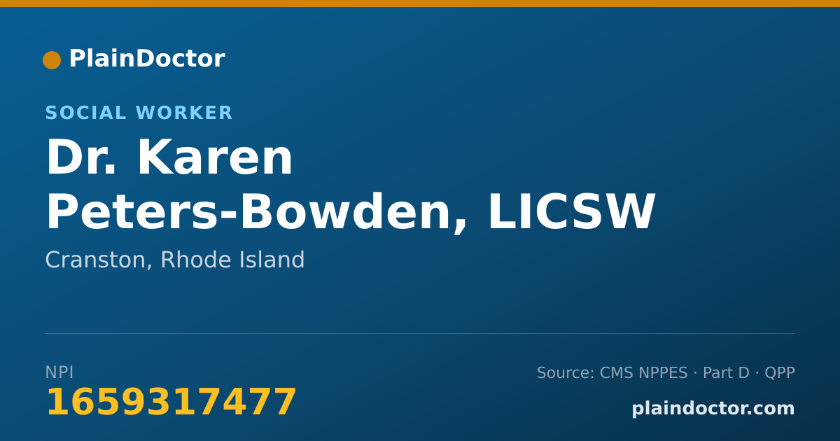 Shareable card for Karen Peters-Bowden, LICSW - Social Worker, Cranston, RI