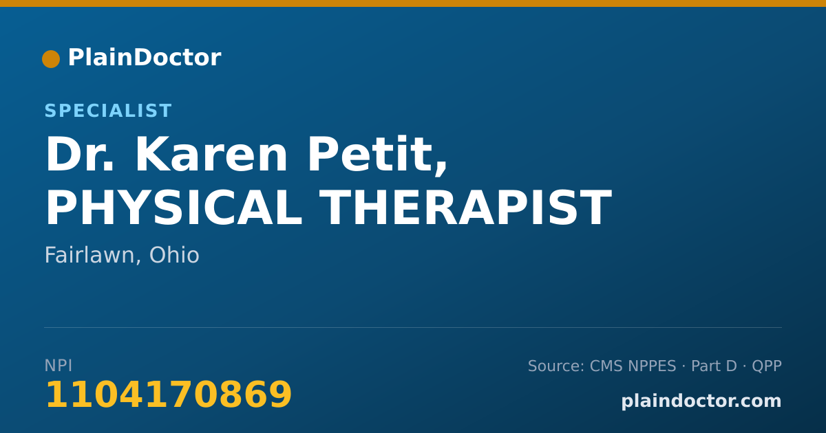 Shareable card for Karen Petit, PHYSICAL THERAPIST - Specialist, Fairlawn, OH