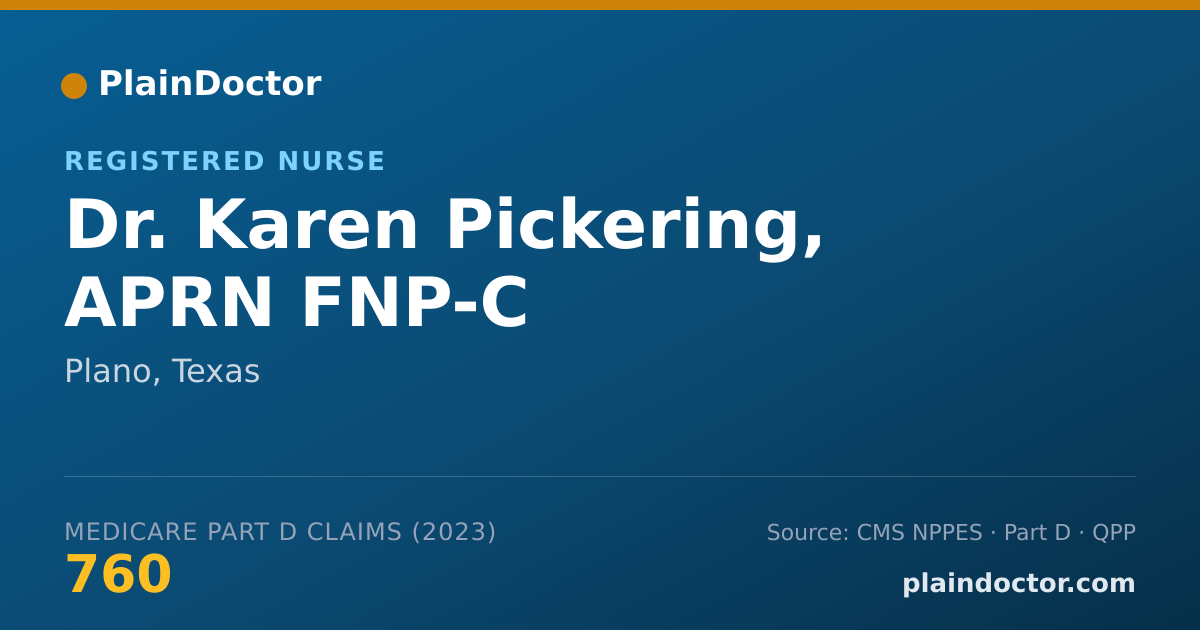 Shareable card for Karen Pickering, APRN FNP-C - Registered Nurse, Plano, TX