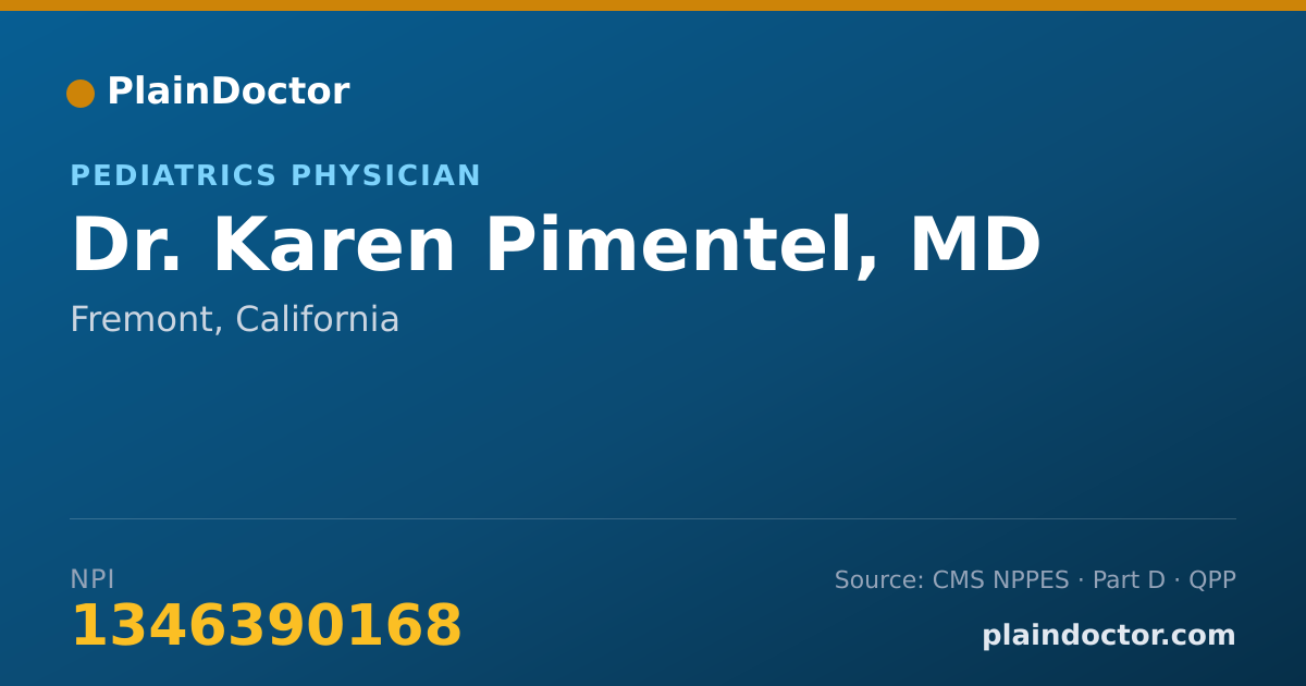 Shareable card for Karen Pimentel, MD - Pediatrics Physician, Fremont, CA