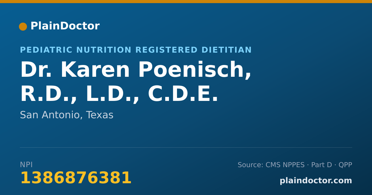 Shareable card for Karen Poenisch, R.D., L.D., C.D.E. - Pediatric Nutrition Registered Dietitian, San Antonio, TX