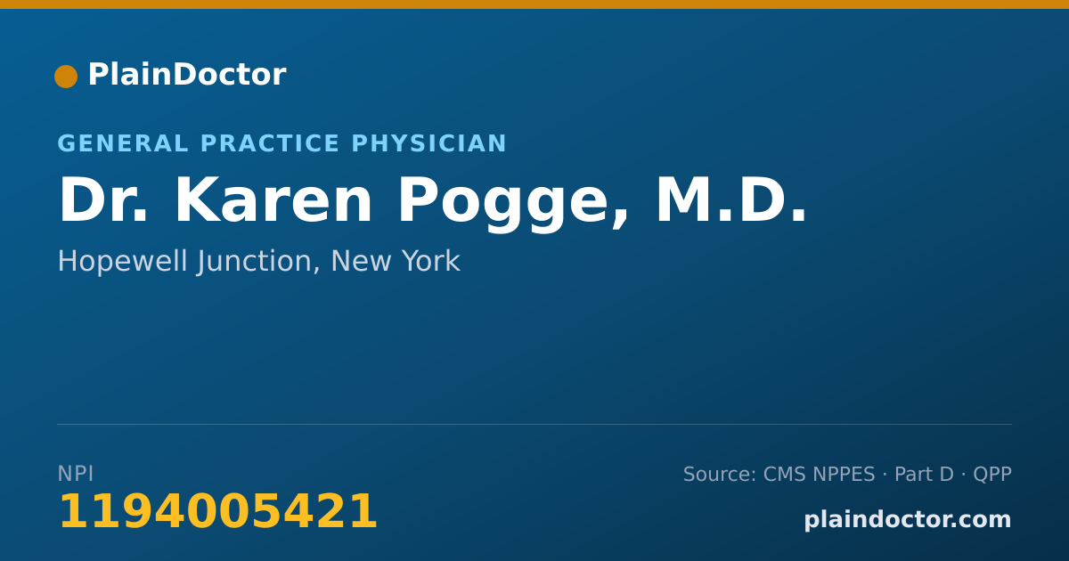 Shareable card for Karen Pogge, M.D. - General Practice Physician, Hopewell Junction, NY