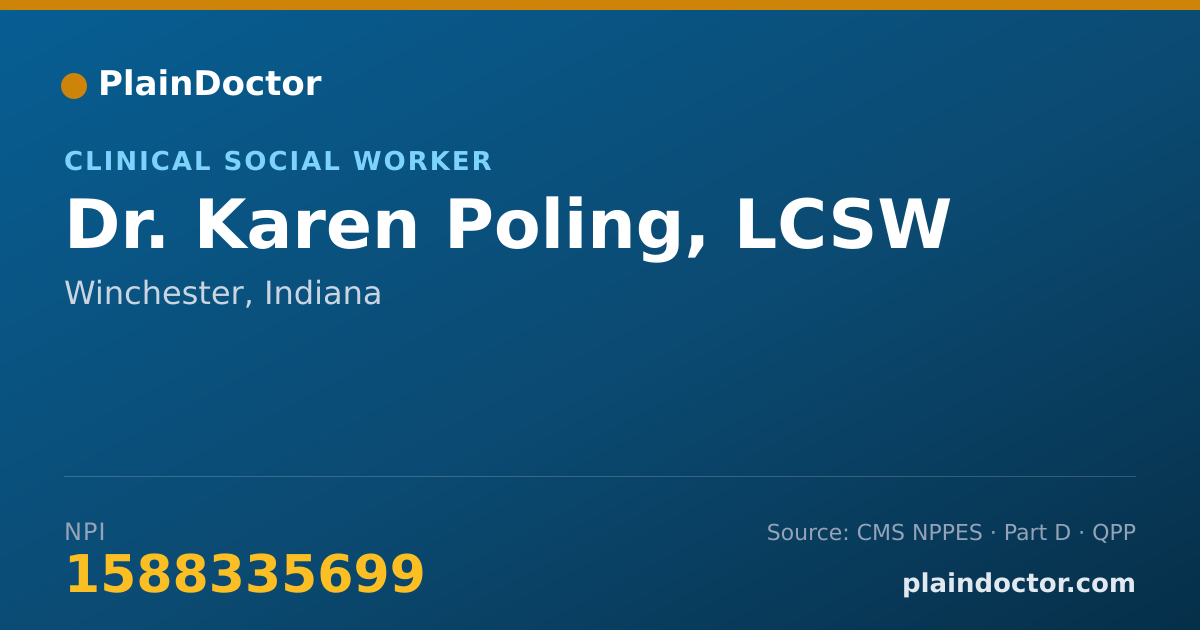 Shareable card for Karen Poling, LCSW - Clinical Social Worker, Winchester, IN