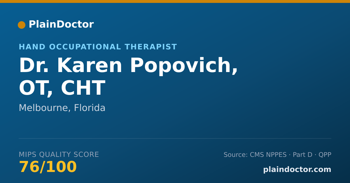 Shareable card for Karen Popovich, OT, CHT - Hand Occupational Therapist, Melbourne, FL