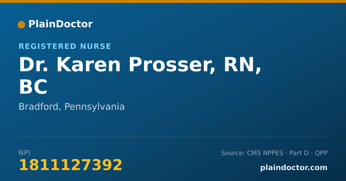 Shareable card for Karen Prosser, RN, BC - Registered Nurse, Bradford, PA