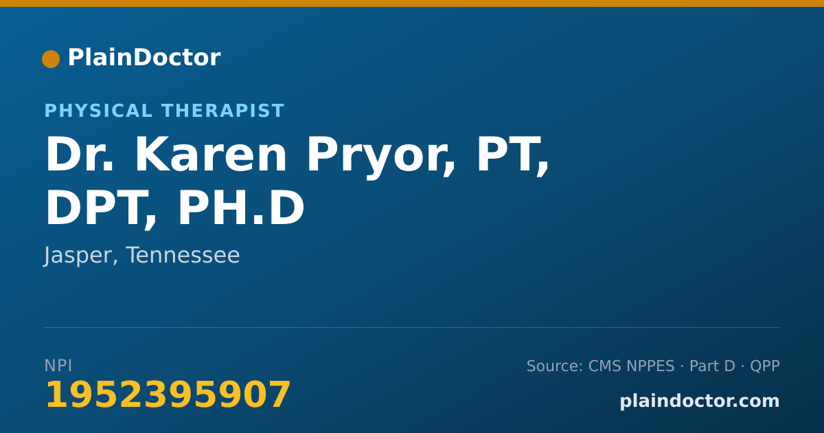 Shareable card for Karen Pryor, PT, DPT, PH.D - Physical Therapist, Jasper, TN