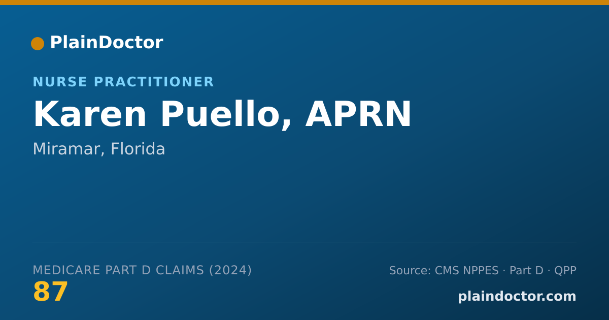 Shareable card for Karen Puello, APRN - Nurse Practitioner, Miramar, FL