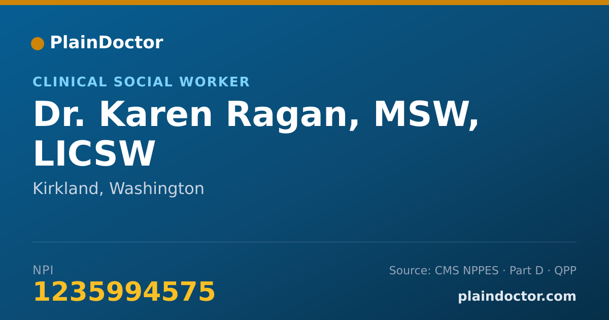 Shareable card for Karen Ragan, MSW, LICSW - Clinical Social Worker, Kirkland, WA