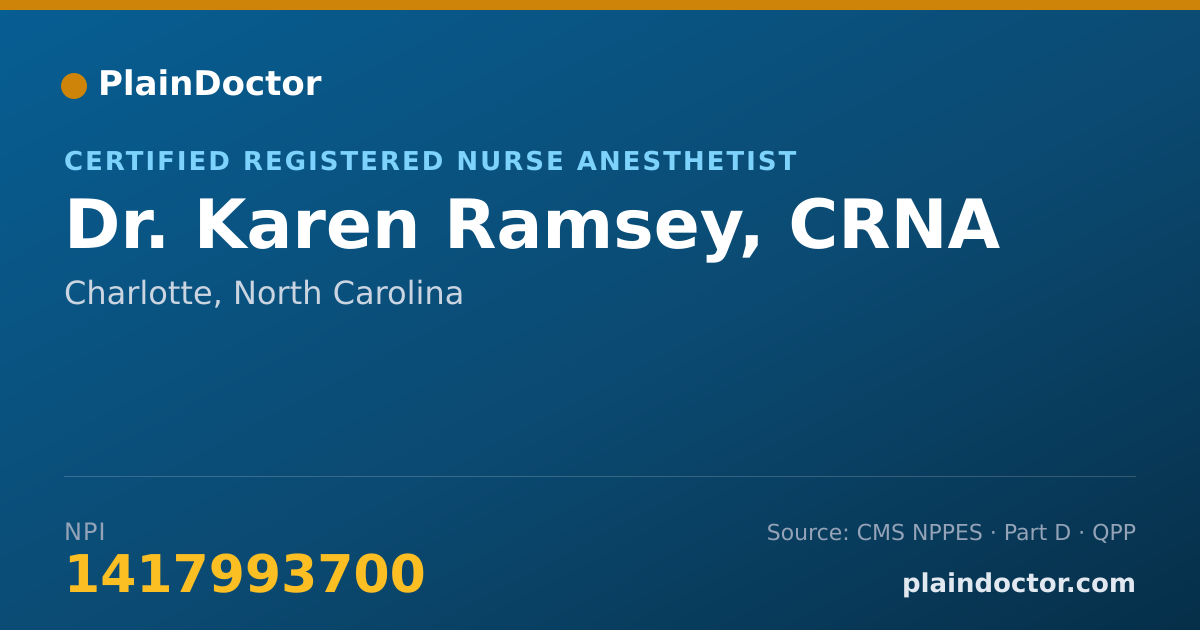 Shareable card for Karen Ramsey, CRNA - Certified Registered Nurse Anesthetist, Charlotte, NC
