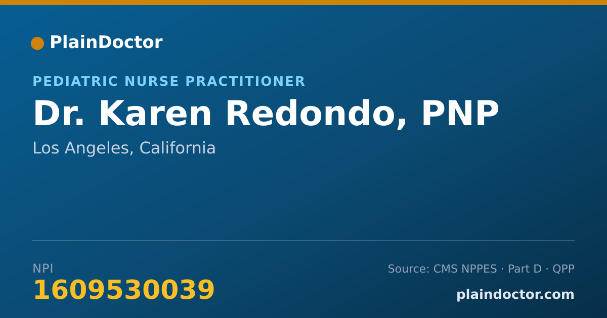 Shareable card for Karen Redondo, PNP - Pediatric Nurse Practitioner, Los Angeles, CA