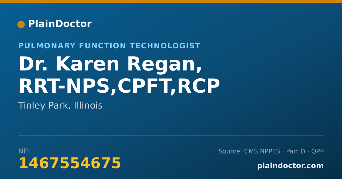 Shareable card for Karen Regan, RRT-NPS,CPFT,RCP - Pulmonary Function Technologist, Tinley Park, IL