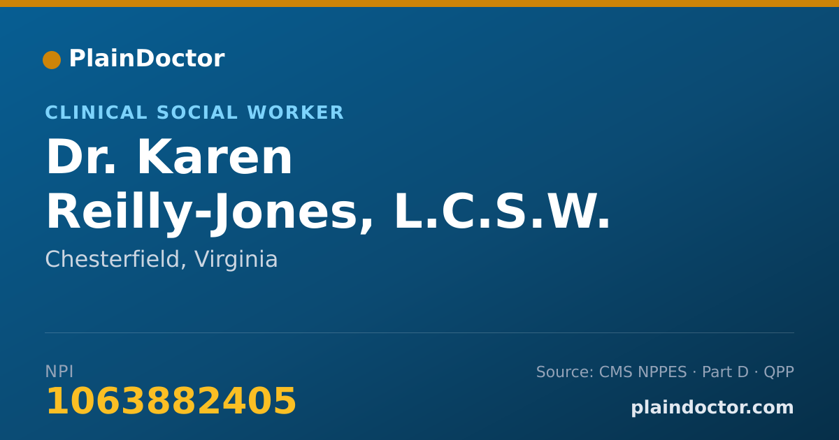 Shareable card for Karen Reilly-Jones, L.C.S.W. - Clinical Social Worker, Chesterfield, VA