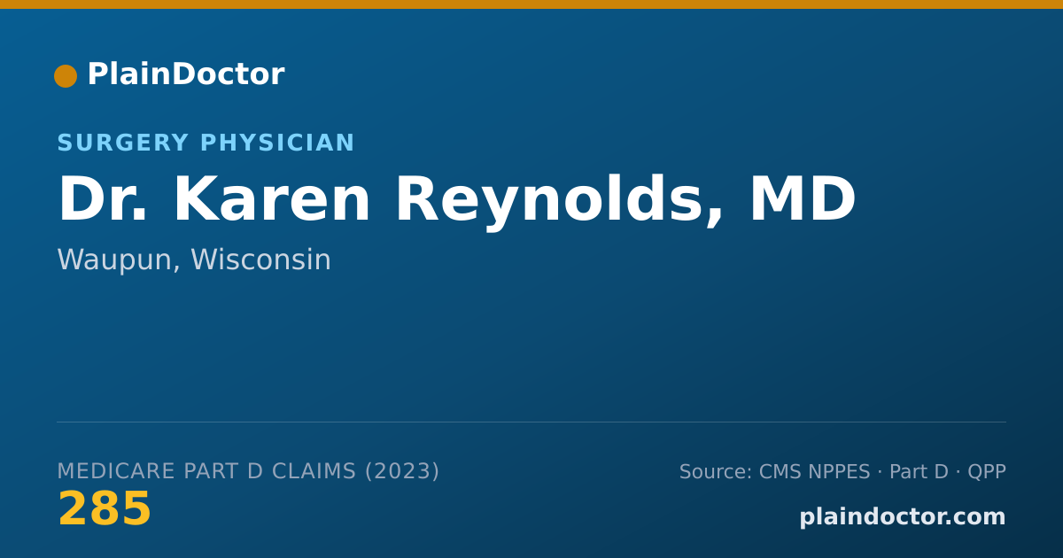 Shareable card for Karen Reynolds, MD - Surgery Physician, Waupun, WI