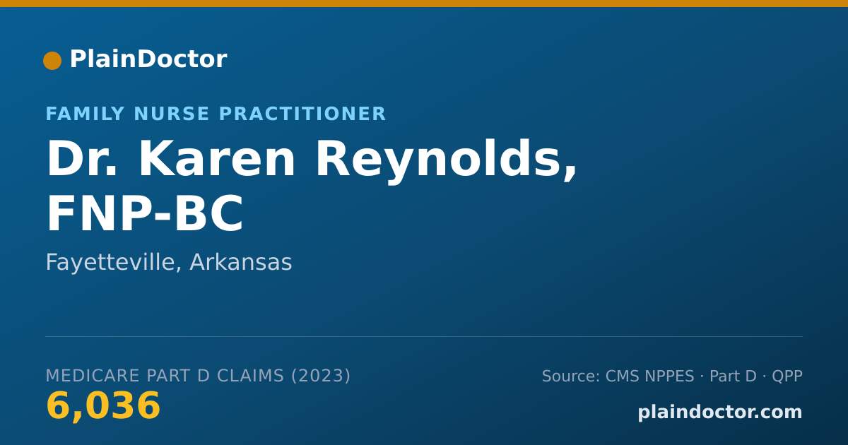 Shareable card for Karen Reynolds, FNP-BC - Family Nurse Practitioner, Fayetteville, AR
