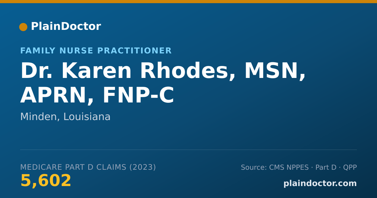 Shareable card for Karen Rhodes, MSN, APRN, FNP-C - Family Nurse Practitioner, Minden, LA
