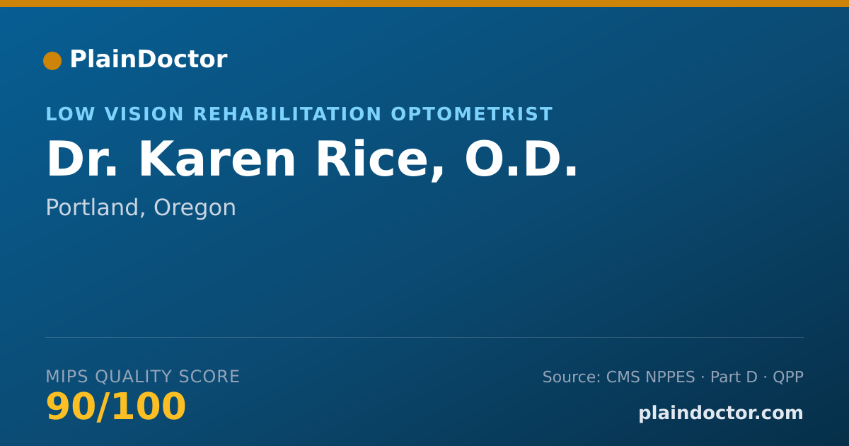 Shareable card for Karen Rice, O.D. - Low Vision Rehabilitation Optometrist, Portland, OR
