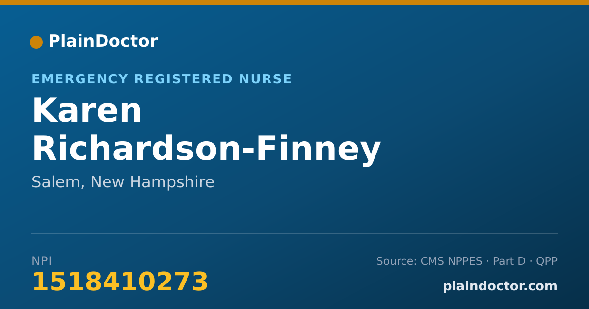 Shareable card for Karen Richardson-Finney - Emergency Registered Nurse, Salem, NH