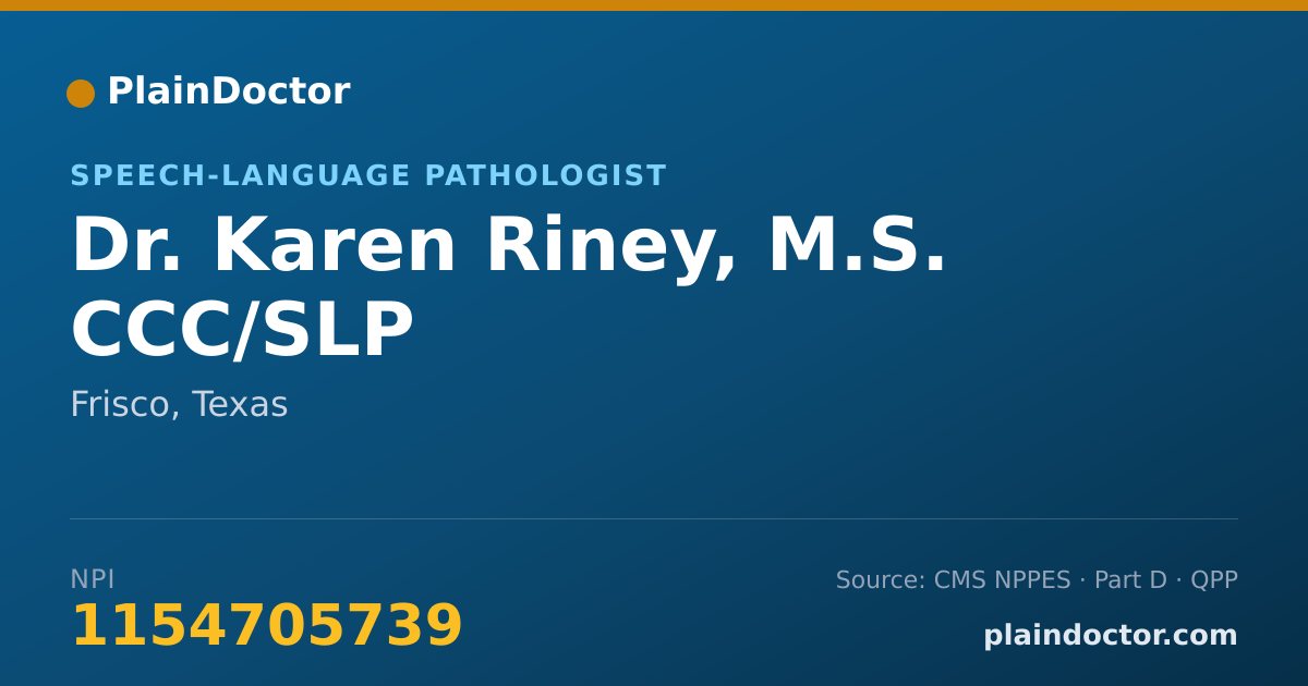 Shareable card for Karen Riney, M.S. CCC/SLP - Speech-Language Pathologist, Frisco, TX