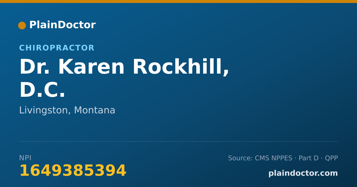 Shareable card for Karen Rockhill, D.C. - Chiropractor, Livingston, MT