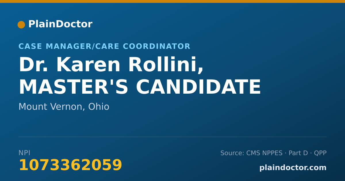 Shareable card for Karen Rollini, MASTER'S CANDIDATE - Case Manager/Care Coordinator, Mount Vernon, OH