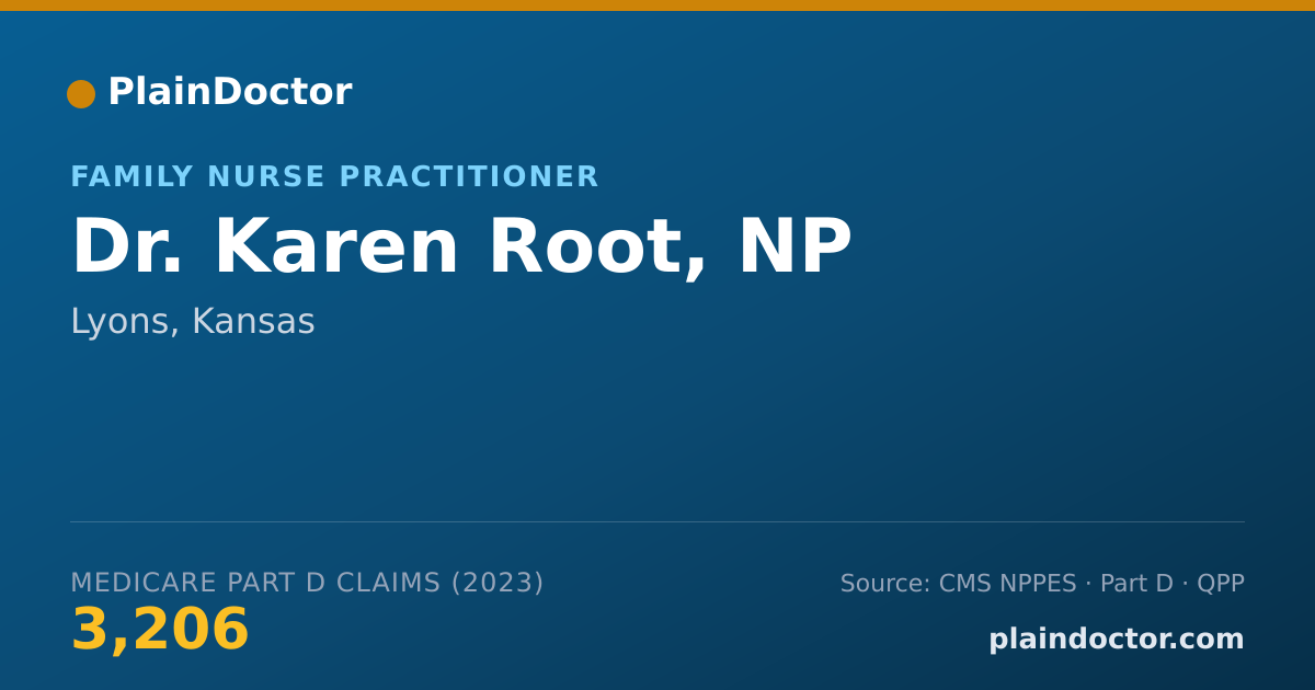 Shareable card for Karen Root, NP - Family Nurse Practitioner, Lyons, KS