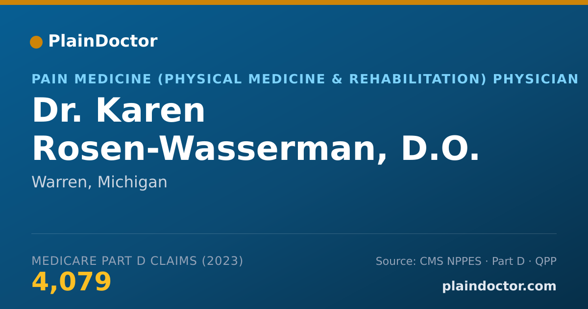 Shareable card for Karen Rosen-Wasserman, D.O. - Pain Medicine (Physical Medicine & Rehabilitation) Physician, Warren, MI