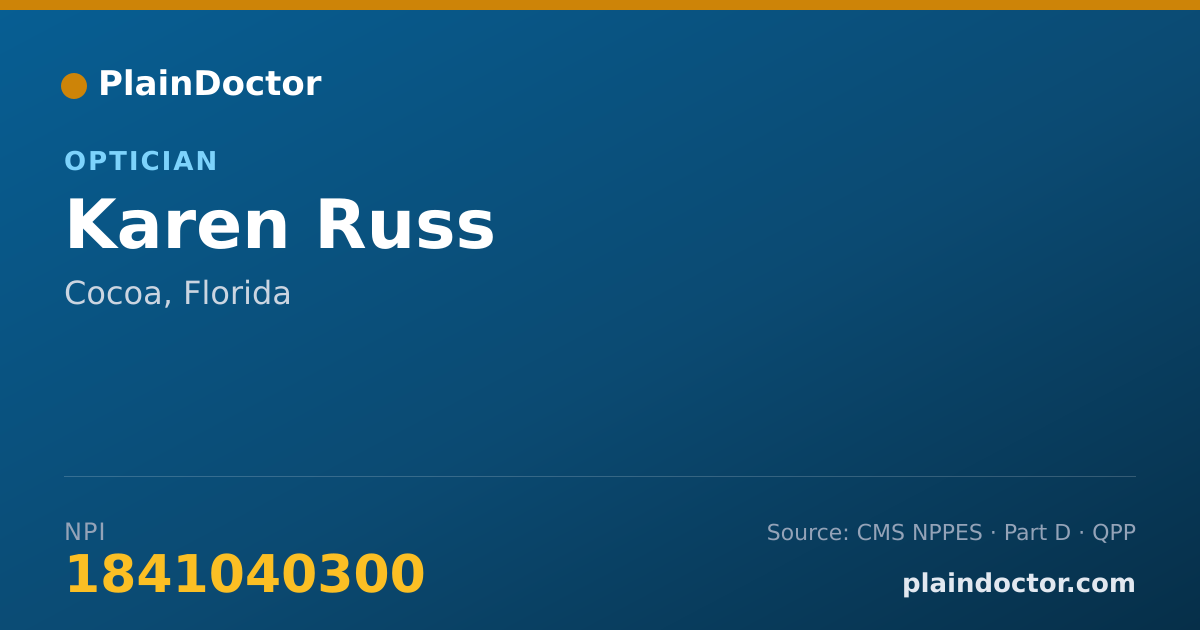 Shareable card for Karen Russ - Optician, Cocoa, FL