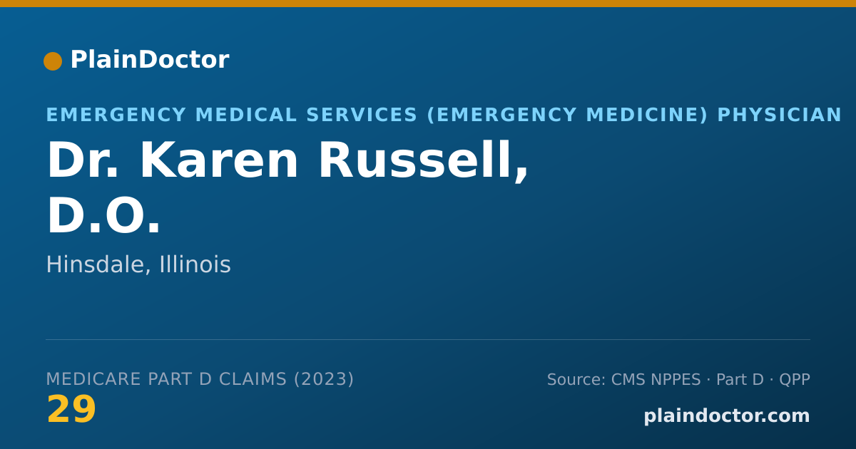 Shareable card for Karen Russell, D.O. - Emergency Medical Services (Emergency Medicine) Physician, Hinsdale, IL