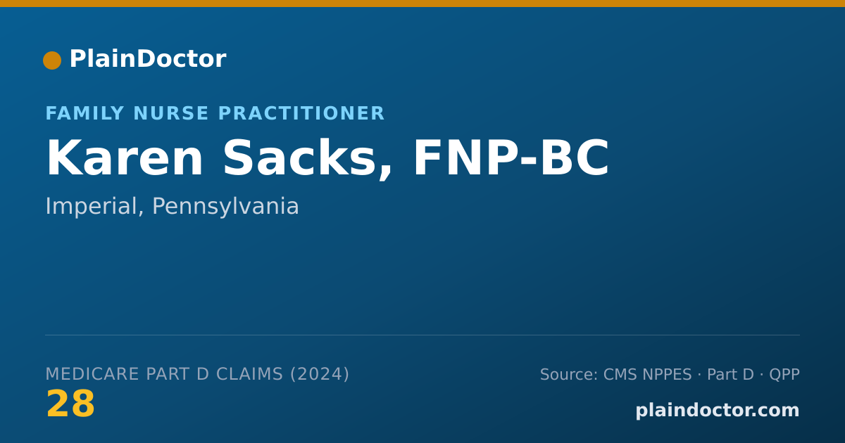Shareable card for Karen Sacks, FNP-BC - Family Nurse Practitioner, Imperial, PA