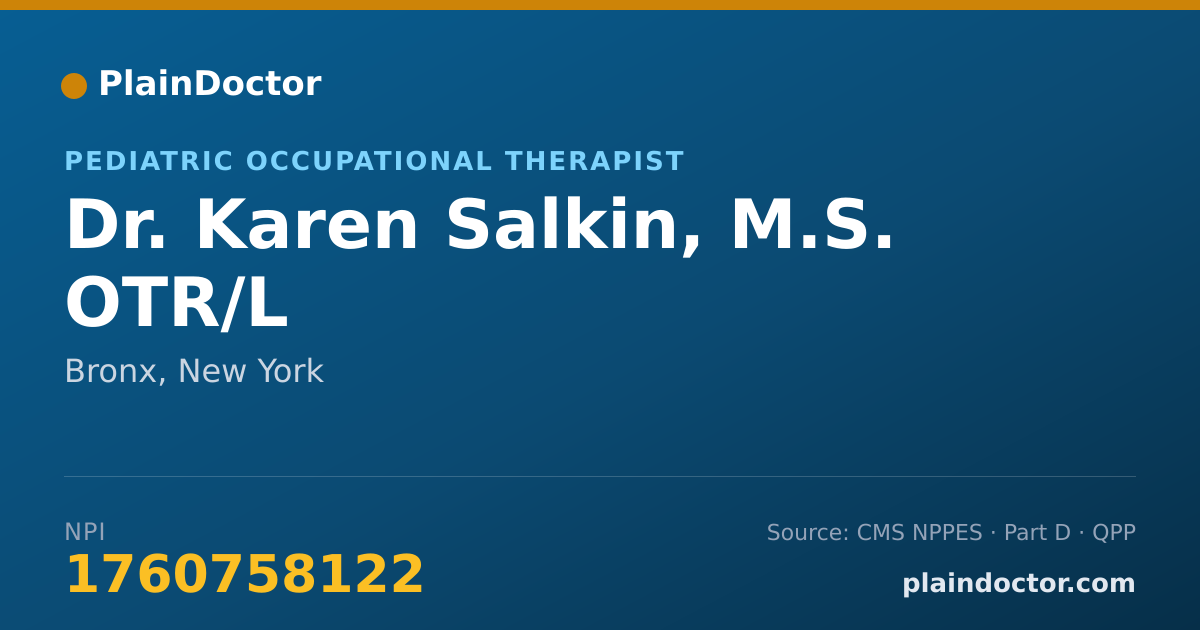 Shareable card for Karen Salkin, M.S. OTR/L - Pediatric Occupational Therapist, Bronx, NY