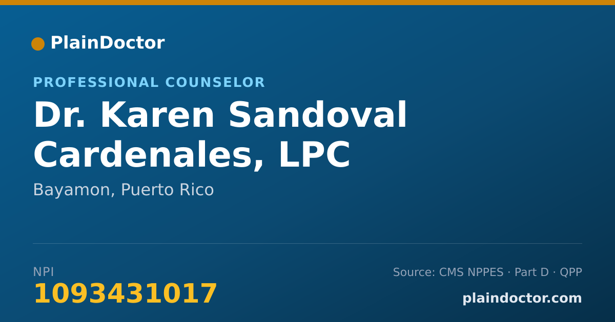 Shareable card for Karen Sandoval Cardenales, LPC - Professional Counselor, Bayamon, PR