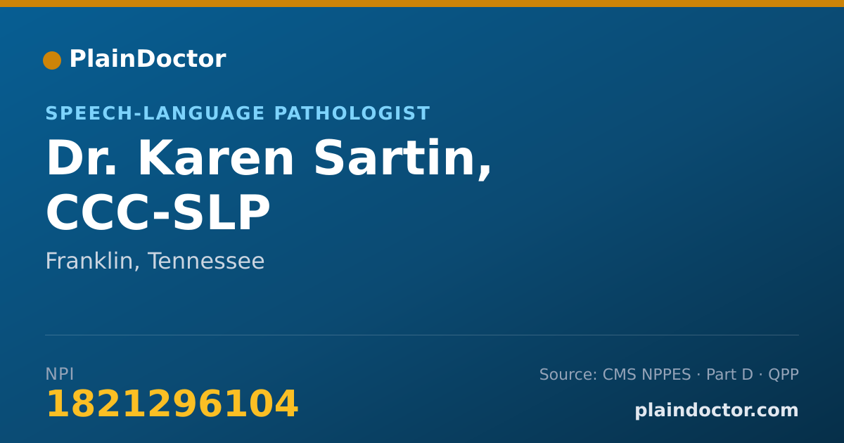 Shareable card for Karen Sartin, CCC-SLP - Speech-Language Pathologist, Franklin, TN