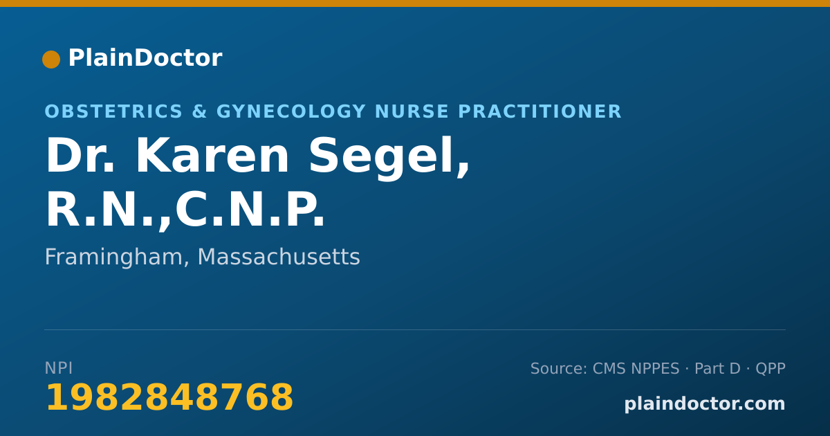 Shareable card for Karen Segel, R.N.,C.N.P. - Obstetrics & Gynecology Nurse Practitioner, Framingham, MA