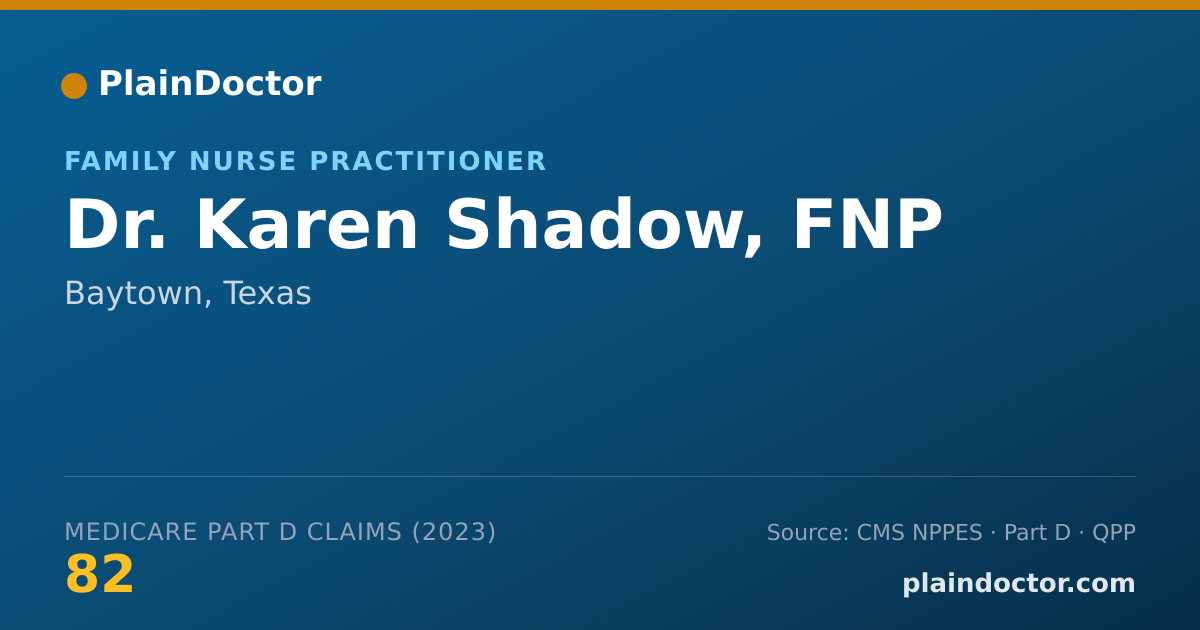 Shareable card for Karen Shadow, FNP - Family Nurse Practitioner, Baytown, TX
