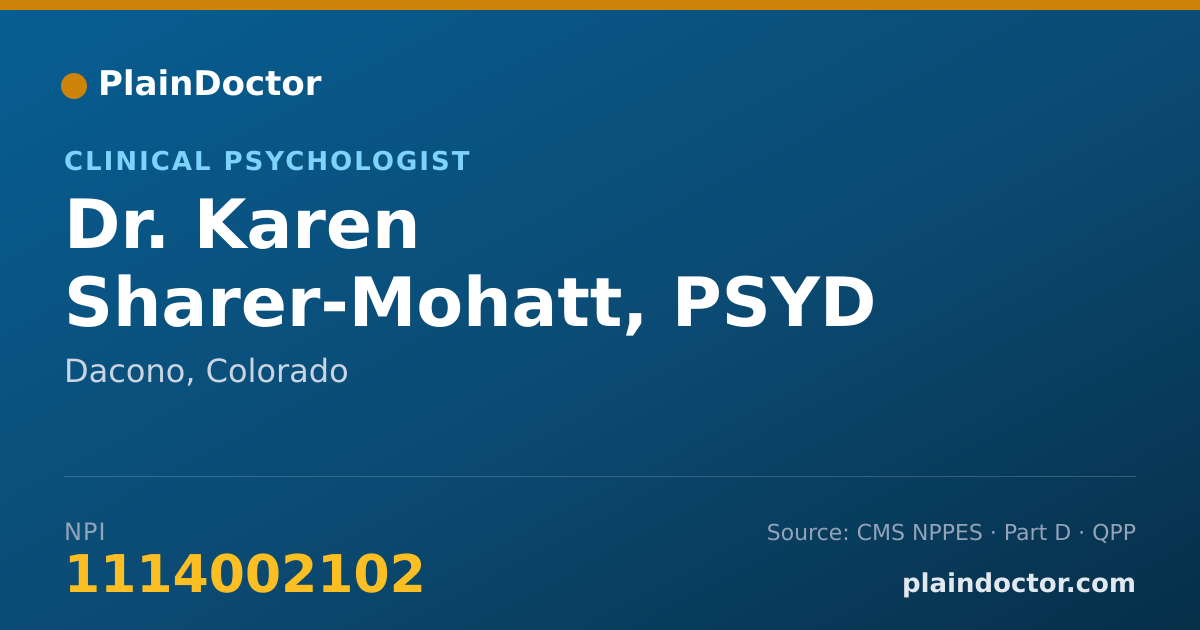 Shareable card for Karen Sharer-Mohatt, PSYD - Clinical Psychologist, Dacono, CO