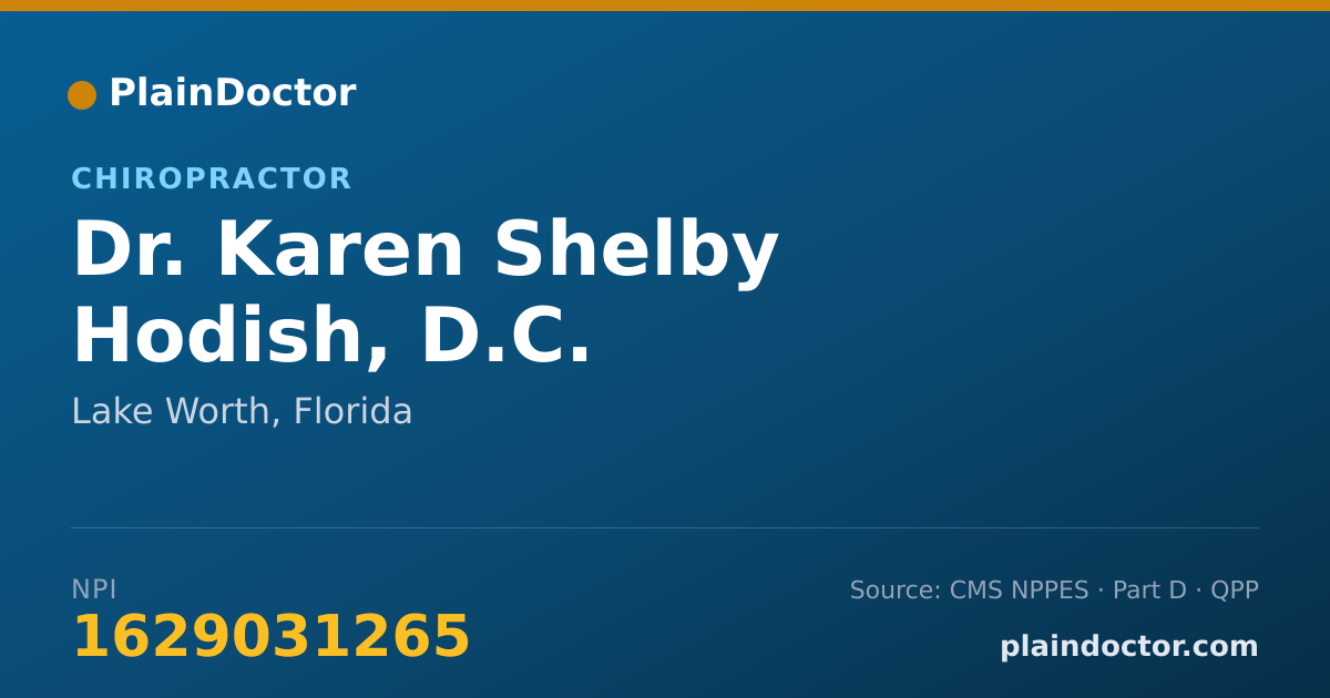 Shareable card for Karen Shelby Hodish, D.C. - Chiropractor, Lake Worth, FL
