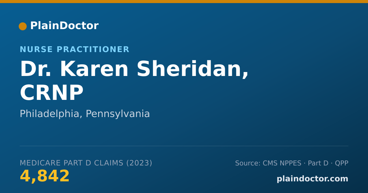 Shareable card for Karen Sheridan, CRNP - Nurse Practitioner, Philadelphia, PA