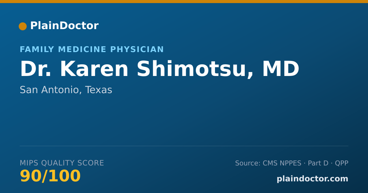 Shareable card for Karen Shimotsu, MD - Family Medicine Physician, San Antonio, TX