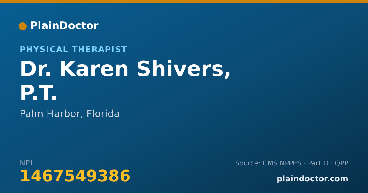 Shareable card for Karen Shivers, P.T. - Physical Therapist, Palm Harbor, FL