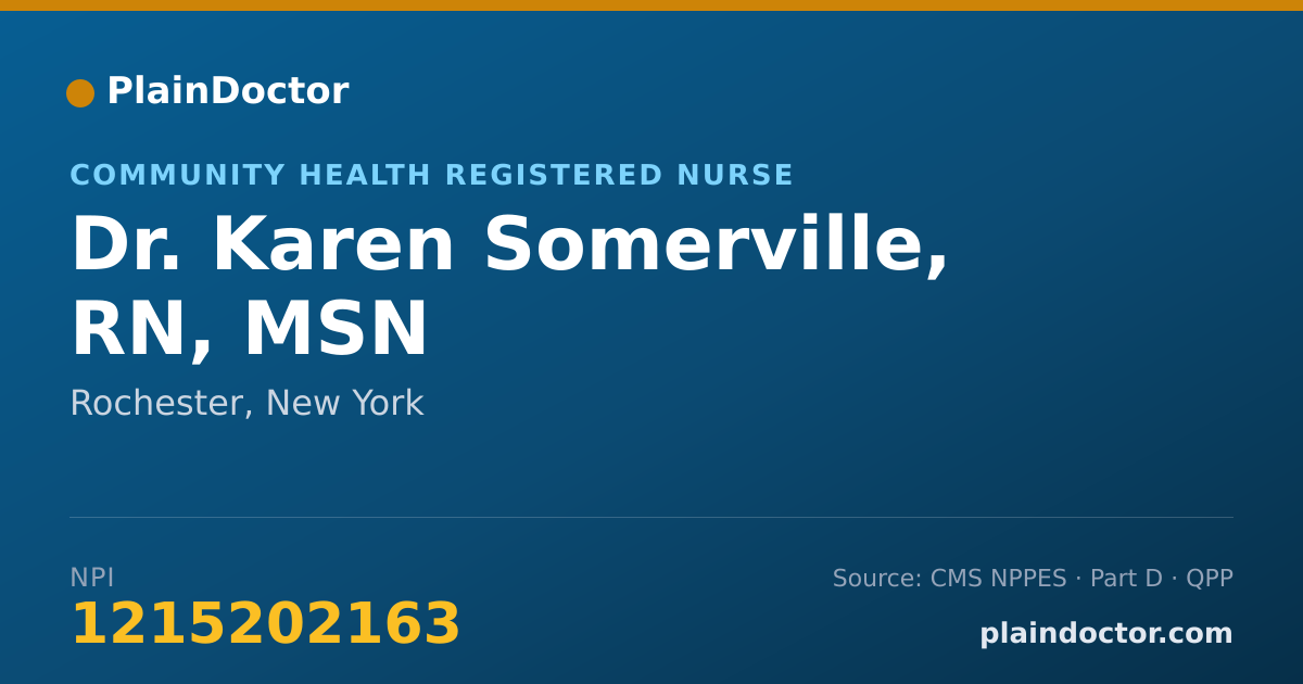 Shareable card for Karen Somerville, RN, MSN - Community Health Registered Nurse, Rochester, NY