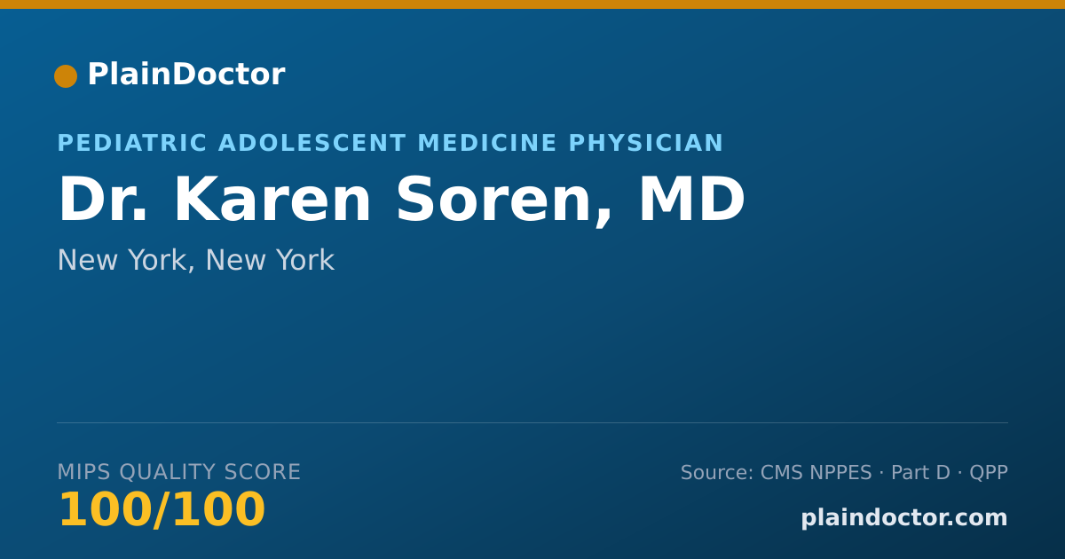 Shareable card for Karen Soren, MD - Pediatric Adolescent Medicine Physician, New York, NY