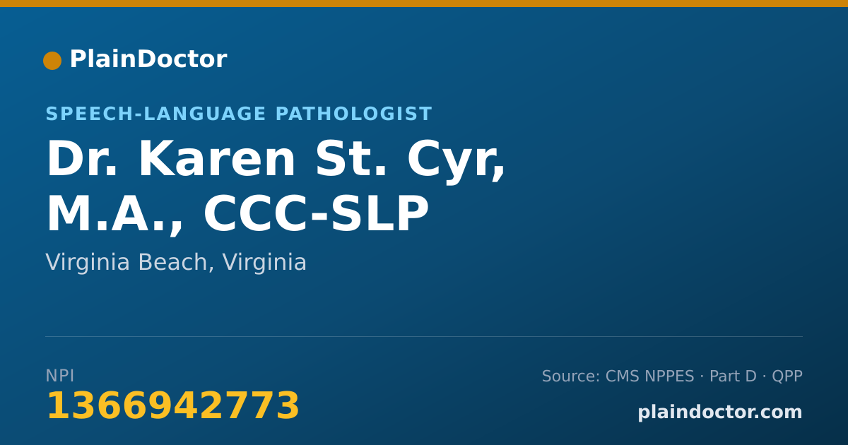 Shareable card for Karen St. Cyr, M.A., CCC-SLP - Speech-Language Pathologist, Virginia Beach, VA